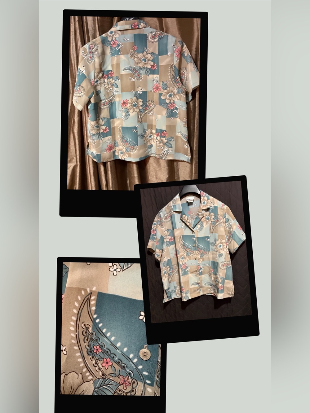 BonWorth Floral Button-Up in Teal & Beige  p2p22 #2027